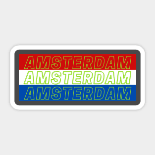 Amsterdam City in Netherlands Flag Colors Sticker